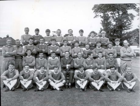 Everton Football Club Team Photograph. Back Row (left To Right): Sandy Brown Harry Bennett Andy Rankin Geoff Barnett Gordon West Rodger Kenyon Frank Thornton Terry Owen. Middle Row (left To Right): Tom Eggleston Head Trainer/coach. Gorden Watson A/trainer. Fred Prickering Frank D'arcy Derek Smith John Hurst Timmy Husband Billy Brindle Howard Kendall Alan Ball Joe Royle Arthur Proudler (coach). Middle Row - Sitting - (left To Right) Derek Temple Alex Scott John Morrissey H. Catterick Ray Wilson Colin Harvey Tom Wright Mike Trabilcok. Front Row (left To Right) Brian Labone Aiden Maher David Turner Alec Wallace Arthur Styles Gerry Glover Gerry Humphreys Alec Young. 