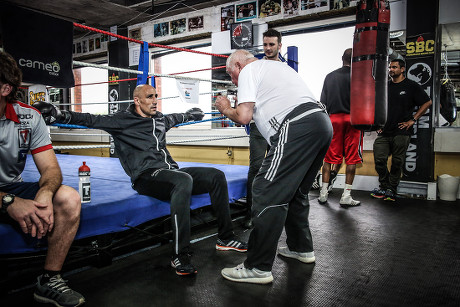 Box training of Arthur Abraham and coach Ulli Wegner at Stonebridge Boxing Club, London, Great Britain - 11 Jul 2017