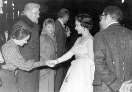 30th July 1962. Sir Laurence Olivier (right) Introduces Queen Elizabeth Ii To His Wife Joan Plowright (second Left) And Andre Morell (3rd Left). At Chichester Festival Theatre After A Performance Of Anton Checkov''s ''uncle Vanya.'' The Queen Who Was