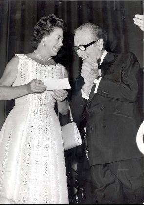 Princess Margaret Pictured With Comedian Arthur Askey At The First Royal Variety Show In The Channel Islands In 1977.