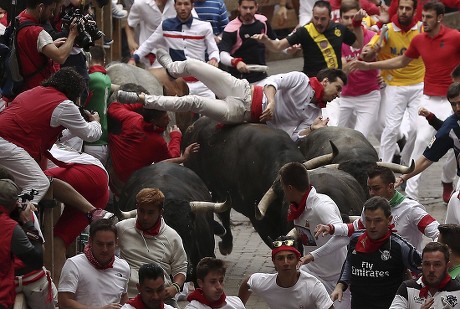 Fiesta de San Fermin in Pamplona, Spain - 14 Jul 2017 Stock Pictures ...