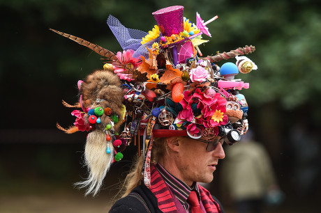 Festival Goer Sporting Crazy Hat 