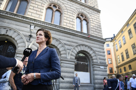 Anna Kinberg Batra, leader of the oppositional Moderate Party comments on the government reshuffle, Stockholm, Sweden - 27 Jul 2017