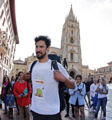 Stany Coppet makes Santiago walk to support disabled people, Oviedo, Spain - 09 Aug 2017