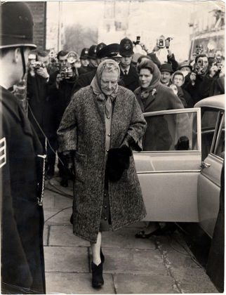 Lady Clementine Churchill (baroness Spencer Churchill Of Chartwell) Followed By Mary Soames Pictured Arriving Back To Her Hyde Park Gate Home Where Sir Winston Churchill Is Gravely Ill.