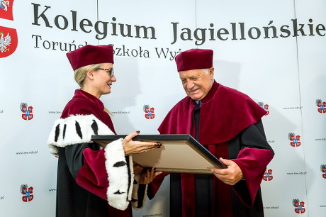 Former Czech President Vaclav Klaus with the Jagiellonian Prize, Torun, Poland - 12 Aug 2017