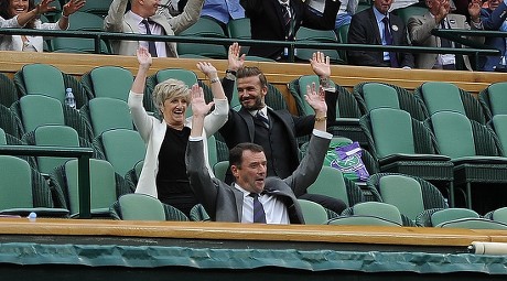 Phillip Brook Wimbledon 2016 Tennis Championships Wimbledon London Picture Kevin Quigley Daily Mail/solo Syndication Day Six 2nd July 2016 Andy Murray V John Millman Rain Stops Tennis On Centre Court. A Mexican Wave With Sandra Beckham David Beckham