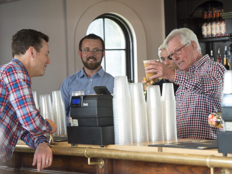 Presenter John Craven And Matt Baker In The Craven Arms Pub At The Countryfile Live Event At Blenheim Palace In Oxfordshire. Picture David Parker 04/08/2016 Writer David Leafe.
