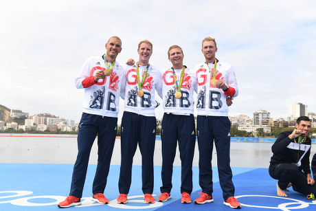 Team Gb Rowing Mo Sibhi Alex Gregory George Nash And Constantine Louloudis Win Gold In The Coxless Four Rio Olympics Brazil. Pic Andy Hooper/daily Mail.