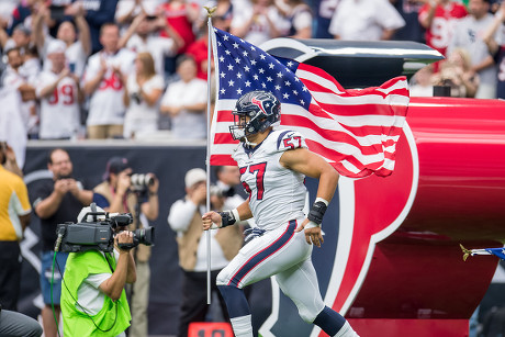 September 10, 2017: Jacksonville Jaguars free safety Tashaun Gipson (39)  enters the field prior to an NFL football game between the Houston Texans  and the Jacksonville Jaguars at NRG Stadium in Houston