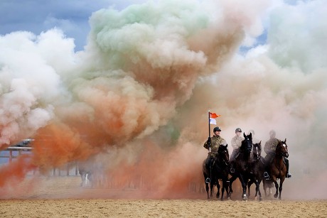 Cavalry Horses Their Riders Exposed Smoke Editorial Stock Photo - Stock