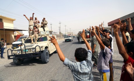 Iraqi Civilian Greet Military Convoy Inside Editorial Stock Photo ...