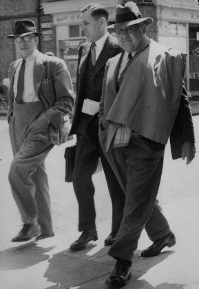 Major Arthur Meyer Sassoon (coat Over Shoulder) Arriving At Windsor Bankruptcy Court. He Is Married To Princess Murat (yvonne Murray The Film Actress). (for Full Caption See Version) Box 734 424021744 A.jpg.