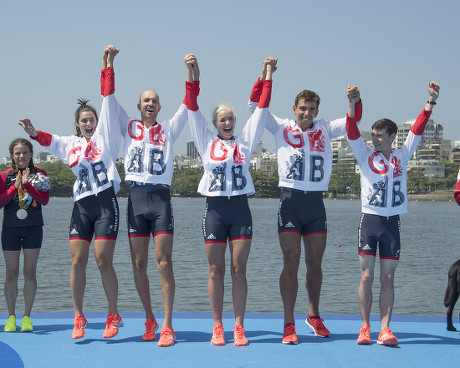 Paralympic Rowers (left To Right) Grace Clough Daniel Brown Pamela Relph James Fox And Cox James Oliver Receive Their Gold Medals For Winning The Lta Mixed Coxed Four. From Jamie Wiseman (rio Paralympics) 11.9.16.