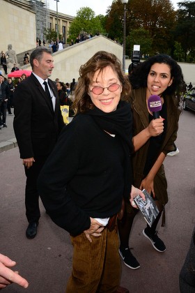 Street style, Jane Birkin arriving at Hermes Spring-Summer 2018