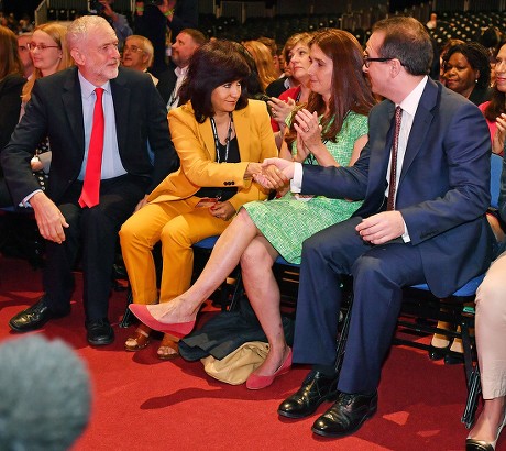 (l To R) Jeremy Corbyn With Wife Laura Alvarez Liz Smith With Husband Owen Smith React As The Announcement Is Made In The Leadership Election- Labour Party Annual Conference At The Liverpool Exhibition Centre Merseyside.-.