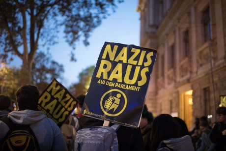 Protesters Display Banners Reading Nazis Raus Editorial Stock Photo ...