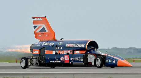 Testing the Supersonic car Bloodhound SSC at Newquay Airport in Cornwall, United Kingdom - 26 Oct 2017