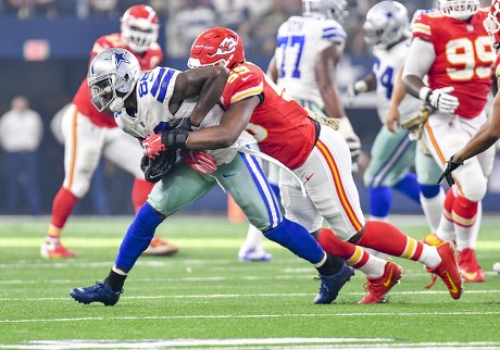 November 05, 2017: Dallas Cowboys defensive end Demarcus Lawrence #90  rushes towards the quarterback during an NFL football game between the  Kansas City Chiefs and the Dallas Cowboys at AT&T Stadium in