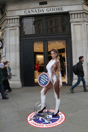 PETA anti fur demonstration outside 'Canada Goose' store, Regent Street, London, UK - 29 Nov 2017
