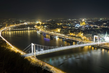 Budapest landmarks at night, Hungary - 28 Nov 2017