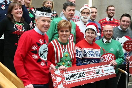 Save the Children's annual Christmas Jumper Day at The Scottish Parliament, Edinburgh, Scotland, UK - 14 December 2017