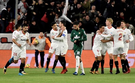 Real Betis Players Jubilate Third Goal Editorial Stock Photo - Stock