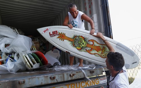 700 surfboards donated by US surfers for Africa, Cape Town, South Africa - 11 Jan 2018