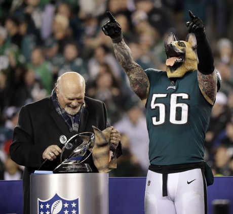 Philadelphia Eagles defensive end Chris Long (56) celebrates as he