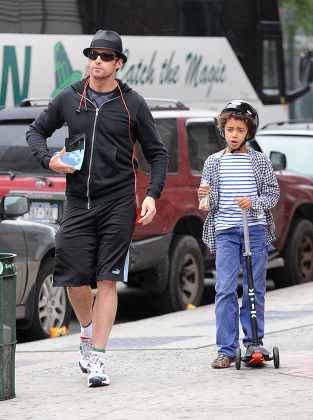 Hugh Jackman and son Oscar out and about in New York, America - 28 May 2009