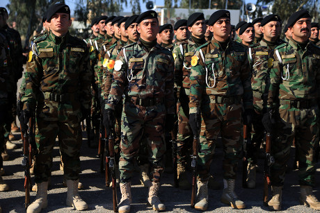 Peshmerga Officers Stand Attention During Their Editorial Stock Photo ...