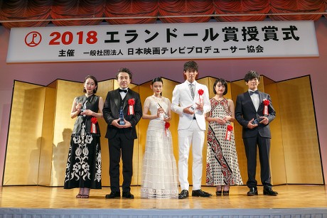(L to R) Japanese actors Riho Yoshioka, Tsuyoshi Muro, Hana Sugisaki, Ryoma Takeuchi, Mugi Kadowaki and Issei Takahashi