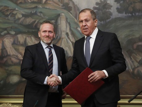 Sergei Lavrov and  Danish Foreign Minister Anders Samuelson  meeting in Moscow, Russian Federation - 07 Feb 2018