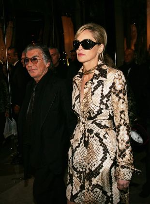 Sharon Stone With Roberto Cavalli At The Robert Cavalli Autumn/winter 2007/8 Fashion Show At Milan Fashion Week