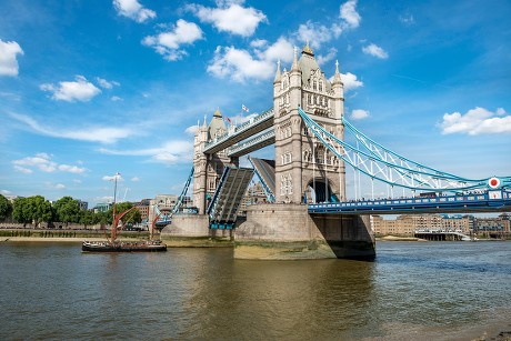 Ship Passes Open Tower Bridge Passageway Editorial Stock Photo - Stock ...