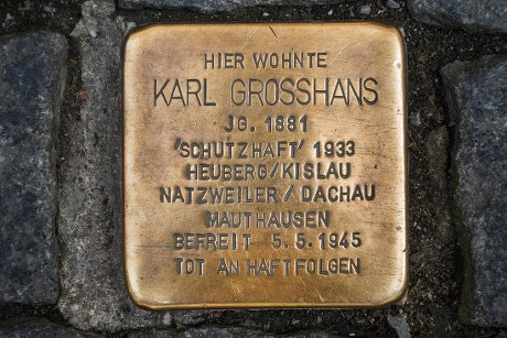 Stumbling Block Brass Plaque Pavement Remembrance Editorial Stock Photo