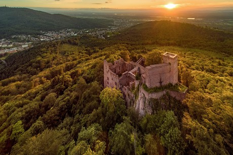 Castle Ruins Hohenbaden Castle Badenbaden Badenwuerttemberg Editorial
