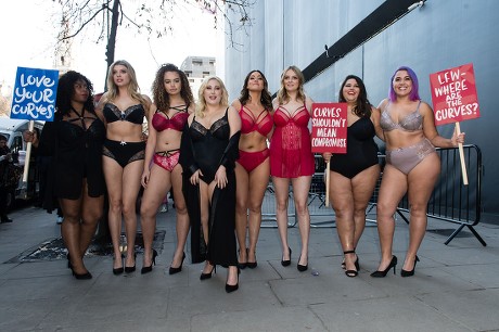 Simply Be plus size models protest, London Fashion Week, UK - 16 Feb 2018