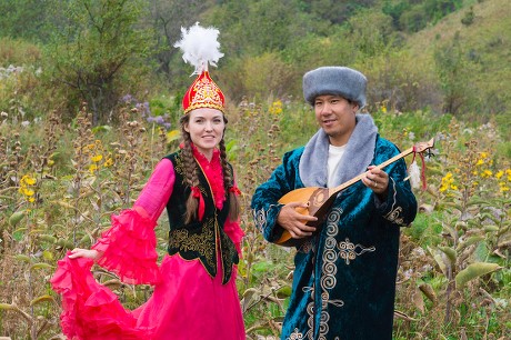 Kazakh Man Singing Playing Dombra Woman Editorial Stock Photo - Stock 