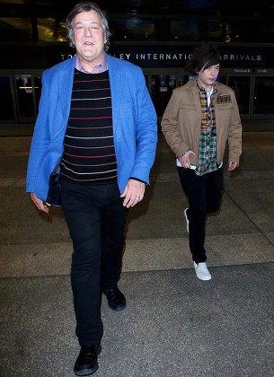 Stephen Fry and Elliott Spencer at LAX International Airport, Los Angeles, USA - 23 Feb 2018