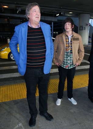 Stephen Fry and Elliott Spencer at LAX International Airport, Los Angeles, USA - 23 Feb 2018