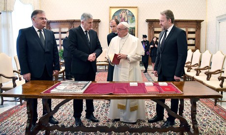The three members of the presidency of Bosnia and Herzegovina visit the Vatican, Vatican City, Italy - 24 Feb 2018