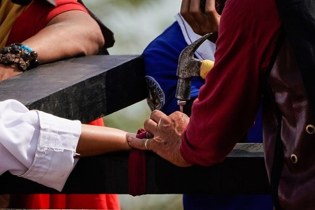 Filipino Penitent Mary Jane Sazon Nailed Editorial Stock Photo - Stock