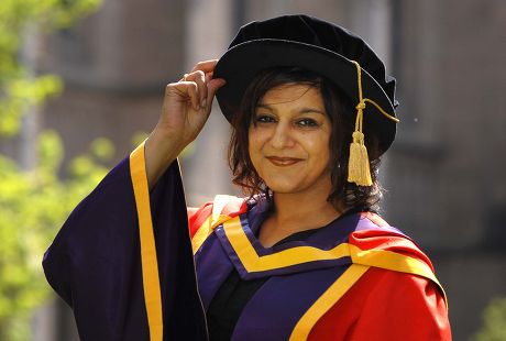 Meera Syal Comedian And Writer Meera Syal Receives An Honorary Doctorate Of Letters From University Of Manchester Dean And President Prof. Alan Gilbert.