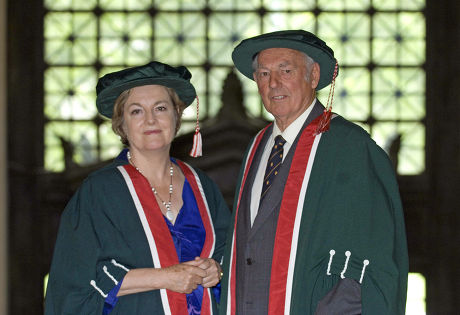 Rachel Lomax and Don Shepherd receiving Honorary Fellowships from Swansea Metropolitan University