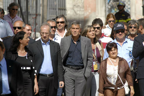 George Clooney and Bill Murray visit the historical centre of L'Aquila, Italy - 09 Jul 2009