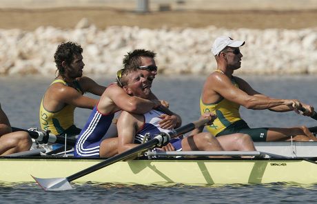 R-l Matthew Pinsent Ed Coode After Winning Mens Coxless Fours Gold Medal At 2004 Olympic Games In Athens