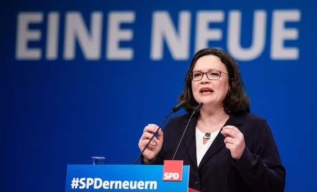 Extraordinary SPD party convention, Wiesbaden, Germany - 22 Apr 2018