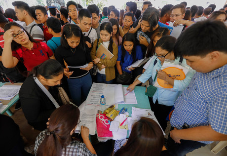 Filipinos Gather Around Recruitment Booth During Editorial Stock Photo ...