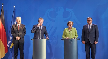 German Chancellor meets Bosnia's tripartite Presidency, Berlin, Germany - 09 May 2018